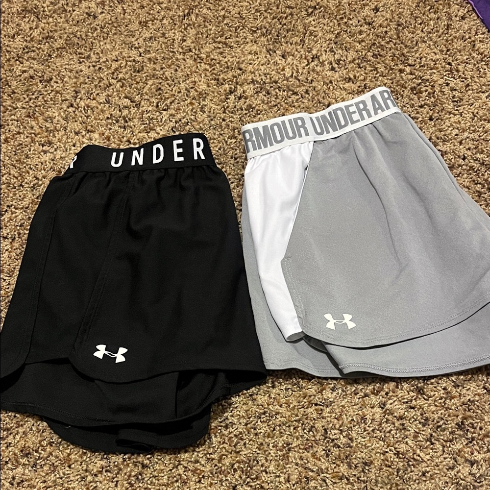 Under Armour Women's Gray and White Athletic Shorts